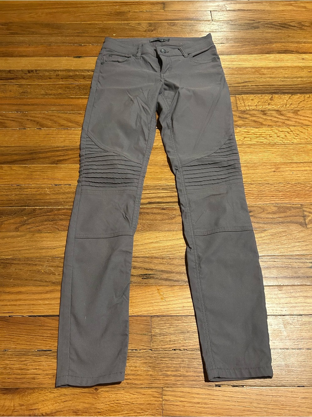Prana Gray Skinny Moto-Detail Jeans